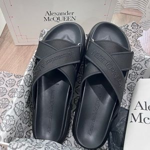 Alexander McQueen fabric crisscross men sandals/hybrid slide 627182 size 43